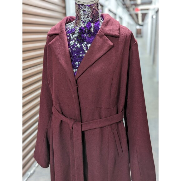 Torrid NWT 3X Burgundy Long Wool Blend Button Front Pea Coat Trench Winter Cold - Picture 1 of 12